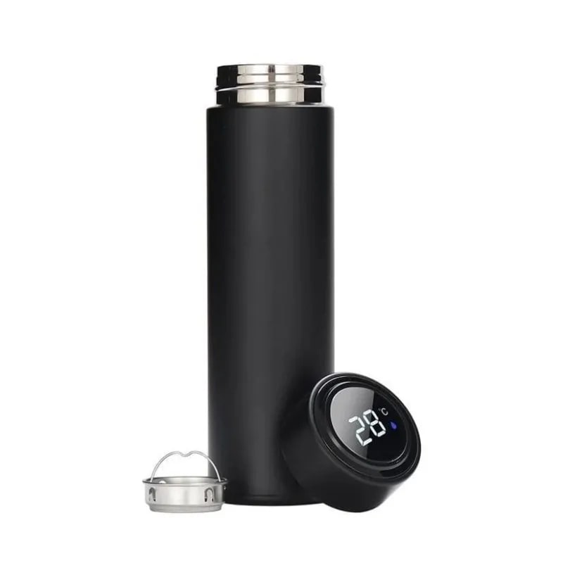 EccoTech 500 ML Siyah Renk Led Isı Göstergeli Çelik Termos