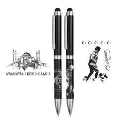 Atatürk Kabartma Figürlü Metal Tükenmez Kalem