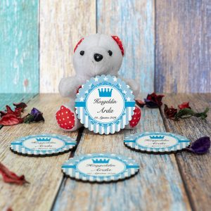 Ahşap Çiçek Doğum Günü & Baby Shower Magneti