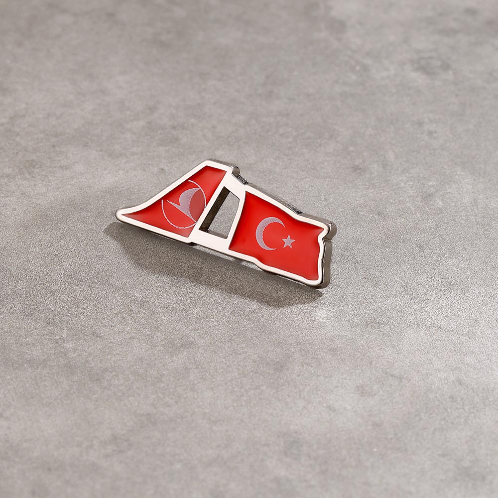 Türk Bayrağı Mineli Metal Yaka Rozeti
